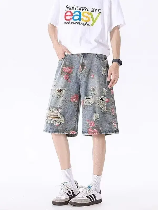 Retro Print Hole Denim Shorts Men's Style 2026 Summer American High Street Vibe Trendy Brand Five-Quarter Mid-Pay Pants
Retro Print Hole Denim Shorts Men's Style 2026 Summer American High Street Vibe Trendy Brand Five-Quarter Mid-Pay Pants