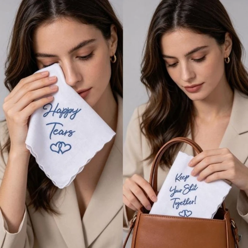 2Pcs Wedding Embroidered Handkerchief Set Happy Tears& Keep Your Shit Together Funny Bridal Gift with Hearts
2Pcs Wedding Embroidered Handkerchief Set Happy Tears& Keep Your Shit Together Funny Bridal Gift with Hearts