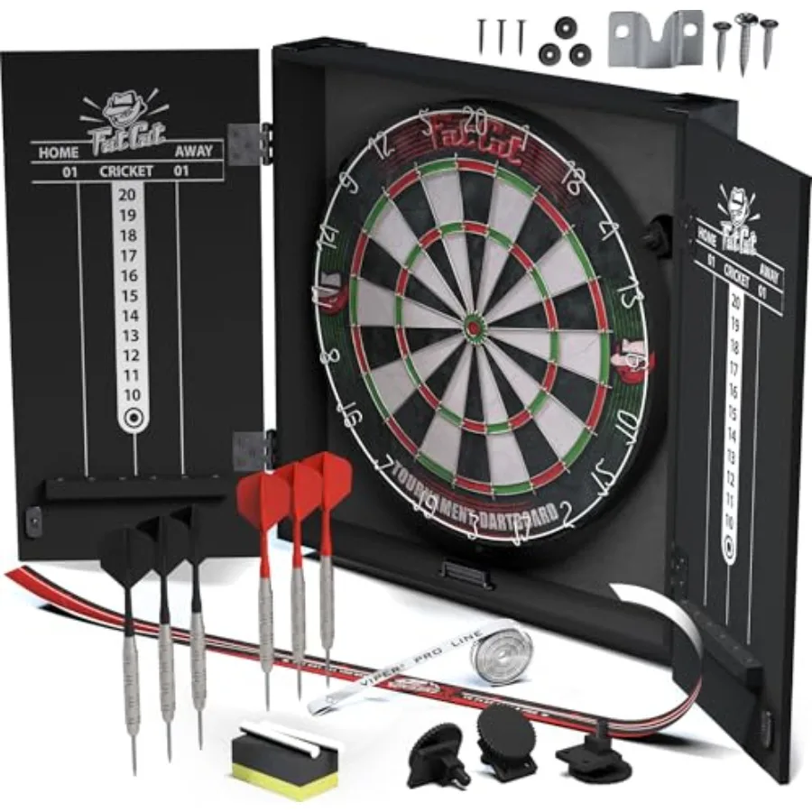 Complete Home Darts Center - Reinforced Black Cabinet with Integrated Scoreboards, Competition-Grade Bristle Dartboard, 6 Steel
Complete Home Darts Center - Reinforced Black Cabinet with Integrated Scoreboards, Competition-Grade Bristle Dartboard, 6 Steel