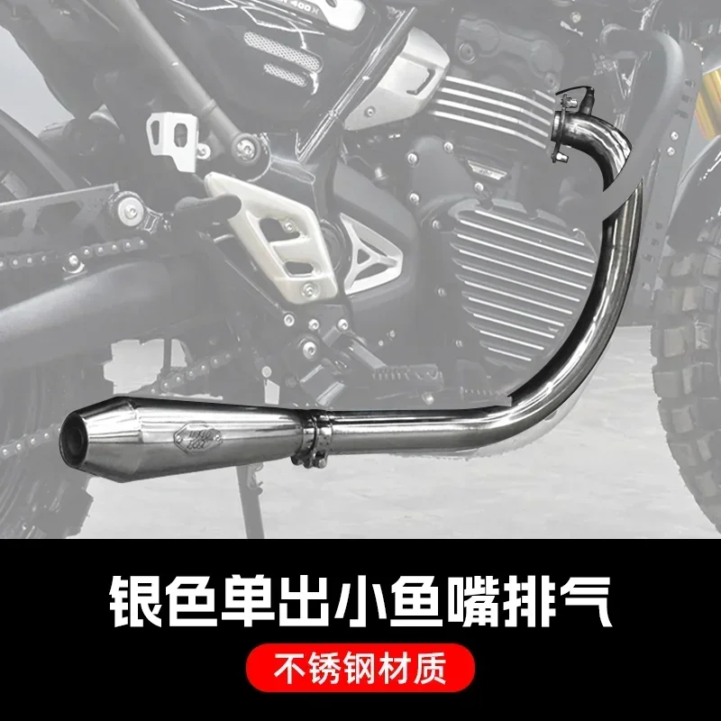 Suitable for Triumph Scrambler400X modified right high climbing exhaust pipe full section small fish nozzle exhaust
Suitable for Triumph Scrambler400X modified right high climbing exhaust pipe full section small fish nozzle exhaust