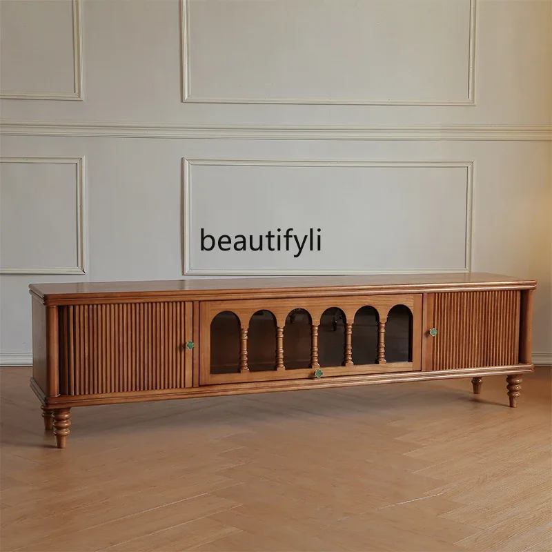French retro solid wood TV cabinet American living room floor-to-ceiling white wood storage audio-visual cabinet
French retro solid wood TV cabinet American living room floor-to-ceiling white wood storage audio-visual cabinet
