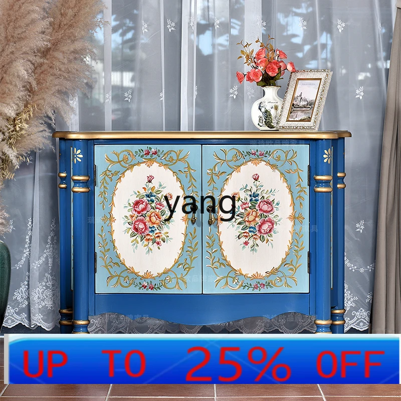 LTT solid wood living room hand-painted blue court style storage sofa side cabinet integrated
LTT solid wood living room hand-painted blue court style storage sofa side cabinet integrated