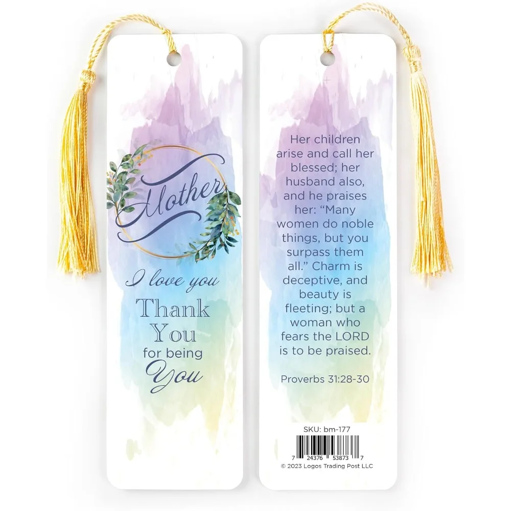 Bible Verse Bookmarks - Mother, Prov 31:28-30 - Christian Bookmark with Tassel, Printed on Durable Card Stock w/Plastic Sleeve,
Bible Verse Bookmarks - Mother, Prov 31:28-30 - Christian Bookmark with Tassel, Printed on Durable Card Stock w/Plastic Sleeve,