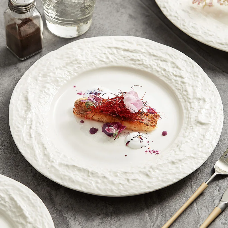 European-Style Embossed Stone Pattern Western Food Plate Advanced Light Luxury Ceramic Plate Dishes
European-Style Embossed Stone Pattern Western Food Plate Advanced Light Luxury Ceramic Plate Dishes