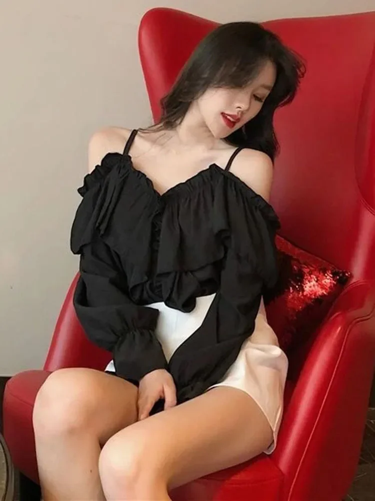 2026 Весенняя женская блузка с открытыми плечами, свободный крой, модный топ с рюшами и длинными рукавами, элегантная универсальная повседневная рубашка
2026 Весенняя женская блузка с открытыми плечами, свободный крой, модный топ с рюшами и длинными рукавами, элегантная универсальная повседневная рубашка