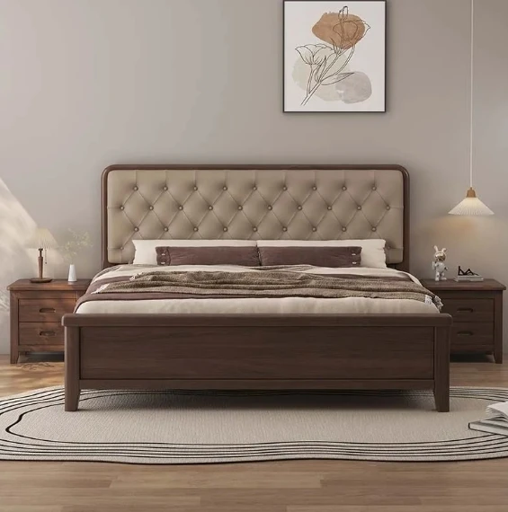 New Chinese Style Solid Wood Bed 1.5m/1.8m Double Bed with Soft Backrest & Storage Simple Modern Design for Master Bedroom
New Chinese Style Solid Wood Bed 1.5m/1.8m Double Bed with Soft Backrest & Storage Simple Modern Design for Master Bedroom