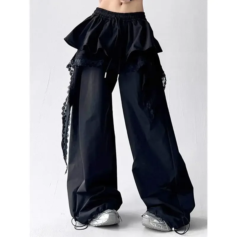 Women Y2K Black Cargo Pants Streetwear Lace Patchwork Baggy Trousers Wide Leg Pants Summer High Waist Casual Pants
Women Y2K Black Cargo Pants Streetwear Lace Patchwork Baggy Trousers Wide Leg Pants Summer High Waist Casual Pants
