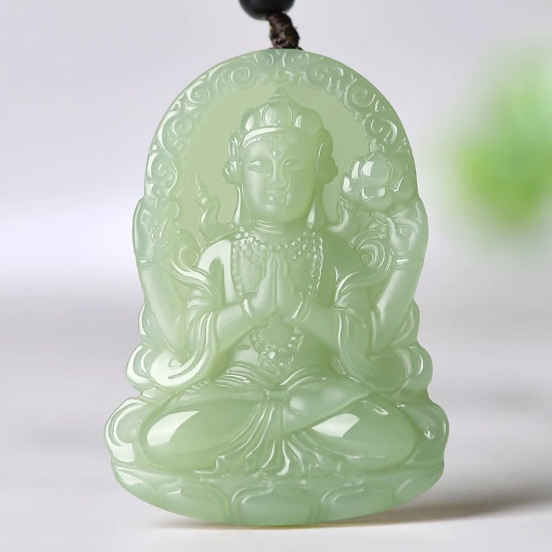 Hetian Green- Four-Armed Men, Jadeite White Jade Guanyin Bodhisattva Pendant
Hetian Green- Four-Armed Men, Jadeite White Jade Guanyin Bodhisattva Pendant