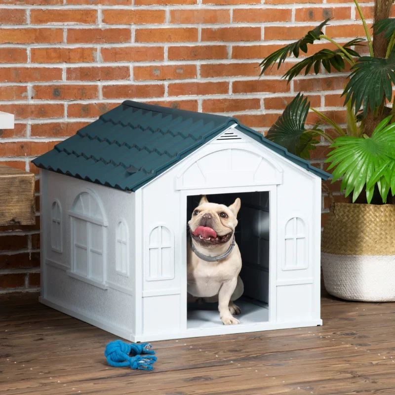 Plastic Dog House, Water Resistant Puppy Shelter Indoor Outdoor with Door, Easy to Assemble, for Medium and Small Dogs, Blue
Plastic Dog House, Water Resistant Puppy Shelter Indoor Outdoor with Door, Easy to Assemble, for Medium and Small Dogs, Blue