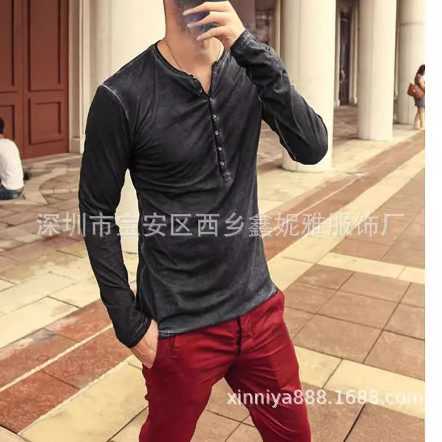 2025 New Men's T-shirt Retro Style Long-sleeved Old V-neck High Street Fashion Top Street Casual Cotton Tees for Male
2025 New Men's T-shirt Retro Style Long-sleeved Old V-neck High Street Fashion Top Street Casual Cotton Tees for Male