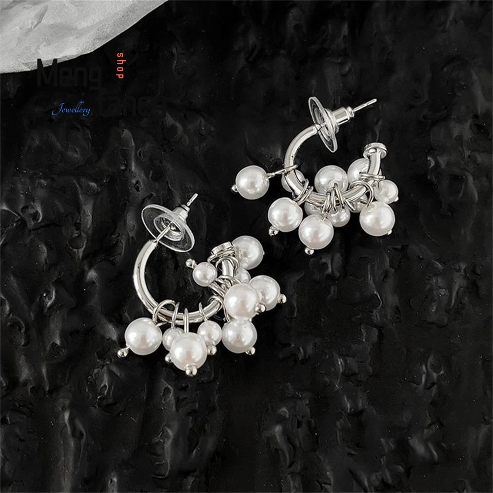 925 Silver Needle C-Shaped Circle Pearl Earrings, French Pearl Tassel Earrings For Women, Cold Style Earrings Detachable Elegant
925 Silver Needle C-Shaped Circle Pearl Earrings, French Pearl Tassel Earrings For Women, Cold Style Earrings Detachable Elegant