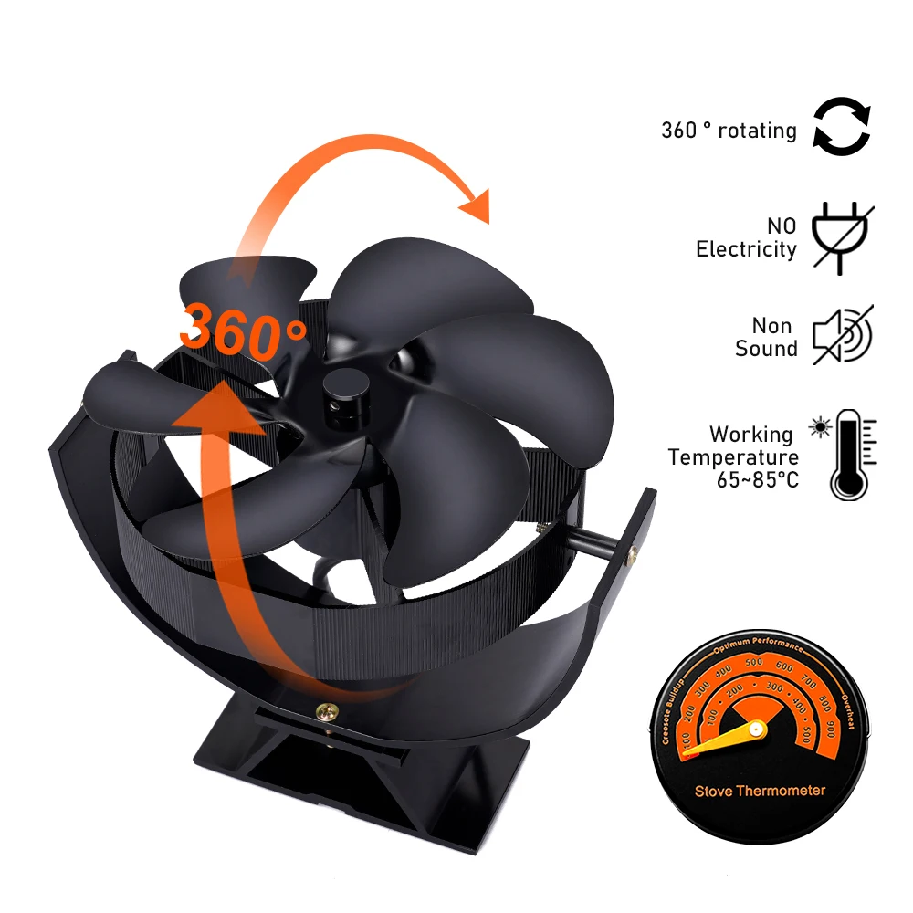 6 Blades Fireplace Fan 360° Rotating Heat Powered Fan Quiet Efficient Heat Distribution for Wood Log Burner Winter Warmer
6 Blades Fireplace Fan 360° Rotating Heat Powered Fan Quiet Efficient Heat Distribution for Wood Log Burner Winter Warmer