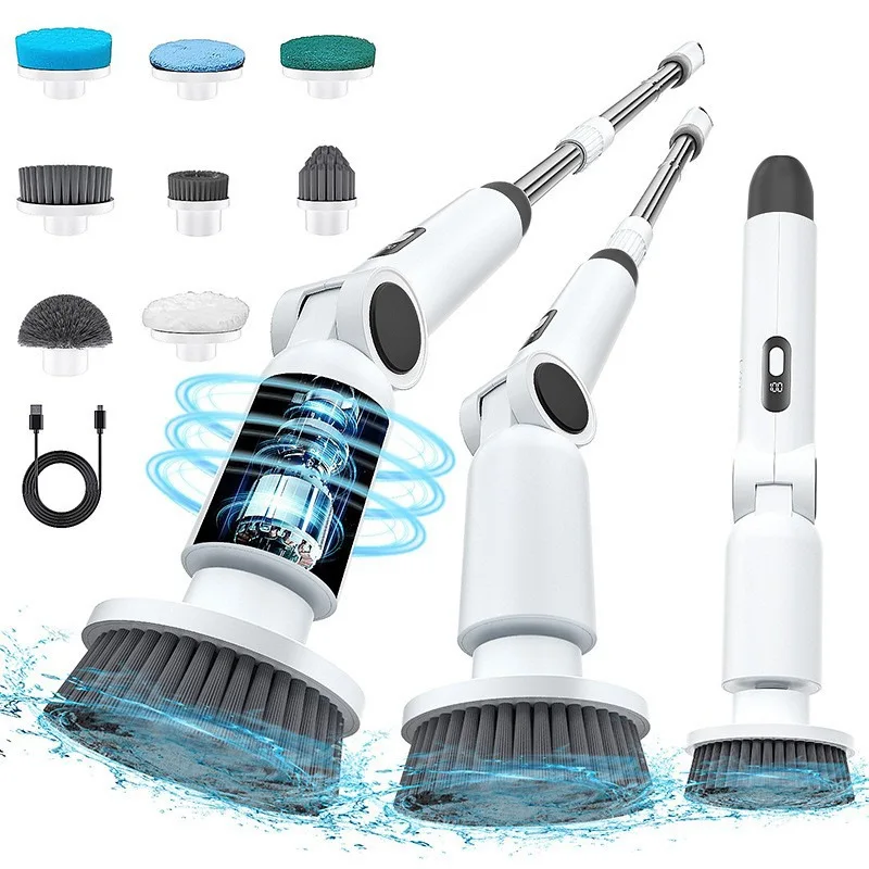 9-in-1 Electric Cleaning Brush with LED Display Waterproof Cordless Scrubber Adjustable Extension Handle for Kitchen Bathroom
9-in-1 Electric Cleaning Brush with LED Display Waterproof Cordless Scrubber Adjustable Extension Handle for Kitchen Bathroom