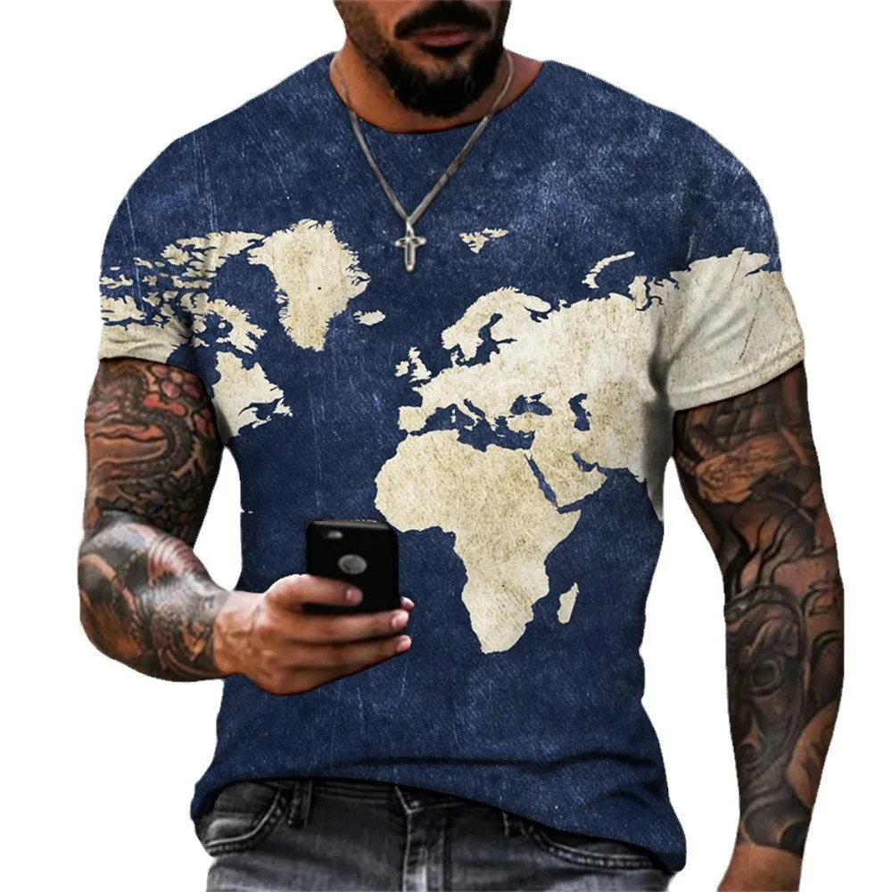 New personalized men's 3D 3D printed creative map round neck short sleeved casual street T-shirt
New personalized men's 3D 3D printed creative map round neck short sleeved casual street T-shirt