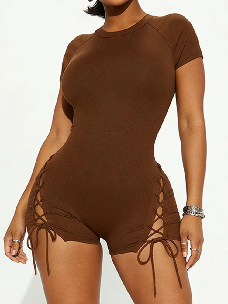 Sexy Crisscross Drawstring Bandage Rompers Women Summer Fashion Ribbed Knit Short Sleeve Bodycon Shorts Jumpsuits One Pieces
Sexy Crisscross Drawstring Bandage Rompers Women Summer Fashion Ribbed Knit Short Sleeve Bodycon Shorts Jumpsuits One Pieces