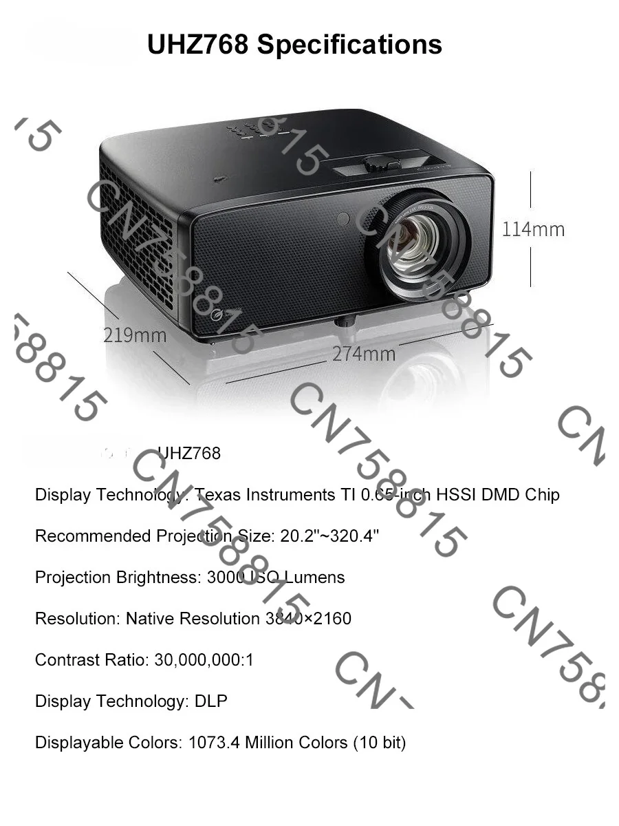 Blu-ray 3D TV ,3000 ISO Lumen MEMC Beam Support 4K 120Hz Game,For optoma UHZ768 4K Dual-Color Laser DLP Projector Home Theater
Blu-ray 3D TV ,3000 ISO Lumen MEMC Beam Support 4K 120Hz Game,For optoma UHZ768 4K Dual-Color Laser DLP Projector Home Theater