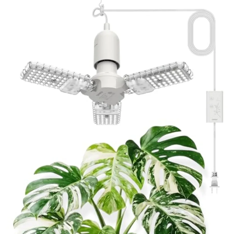 Indoor plant grow lights with 99 LEDs, full spectrum 4000K white light, aluminum alloy body, black color, high PPFD output and
Indoor plant grow lights with 99 LEDs, full spectrum 4000K white light, aluminum alloy body, black color, high PPFD output and
