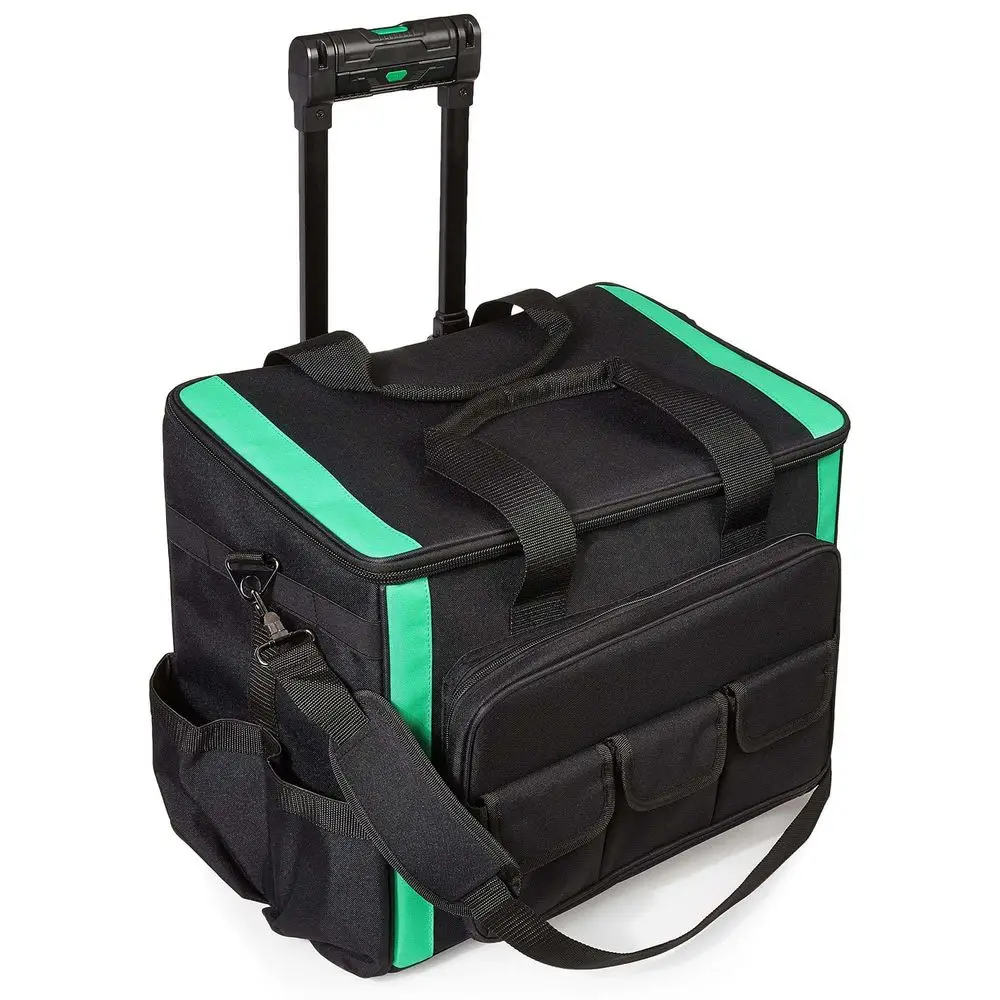 Tool Storage Rolling Bag with LED Light, 20 Pockets, Adjustable Shoulder Strap, Black
Tool Storage Rolling Bag with LED Light, 20 Pockets, Adjustable Shoulder Strap, Black