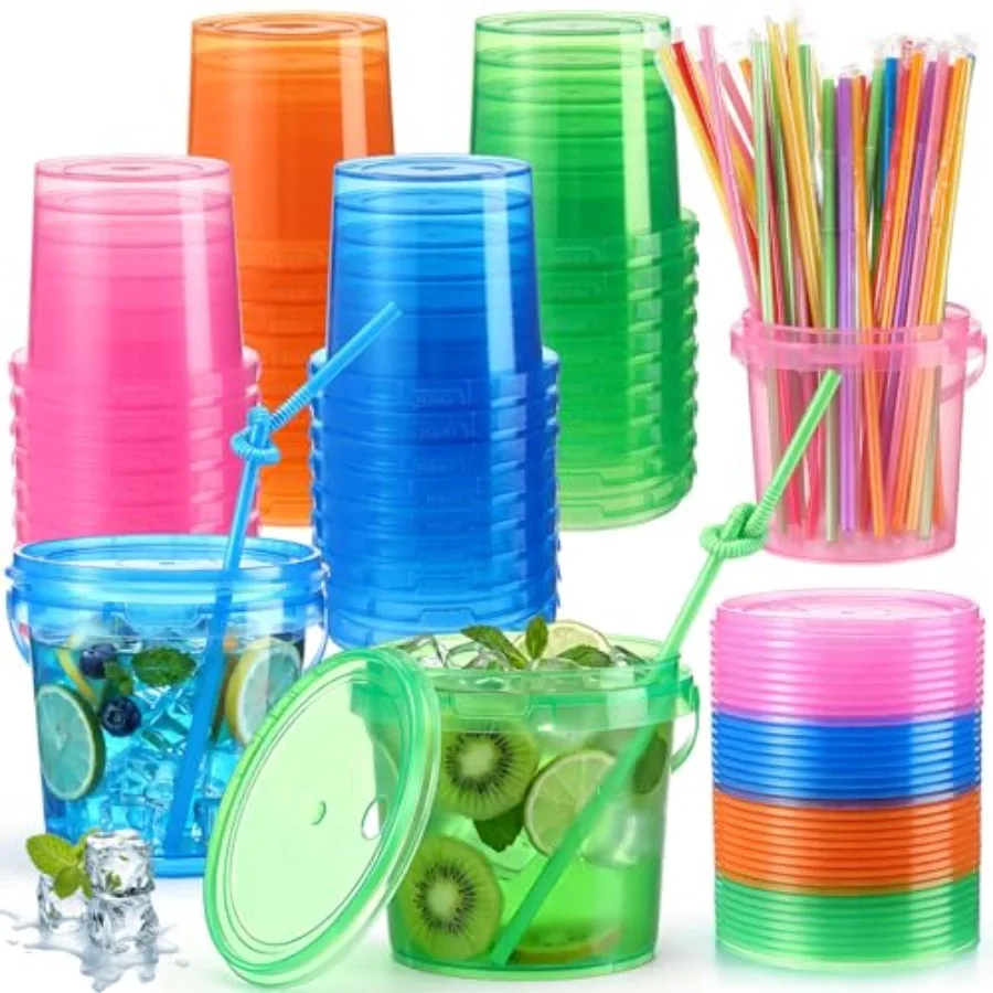 Funnymoom Pack Plastic Rum Buckets for Drinks with Straws Ice Cream Cocktail Bucket with Lids and Handles Reusable Food Contain
Funnymoom Pack Plastic Rum Buckets for Drinks with Straws Ice Cream Cocktail Bucket with Lids and Handles Reusable Food Contain