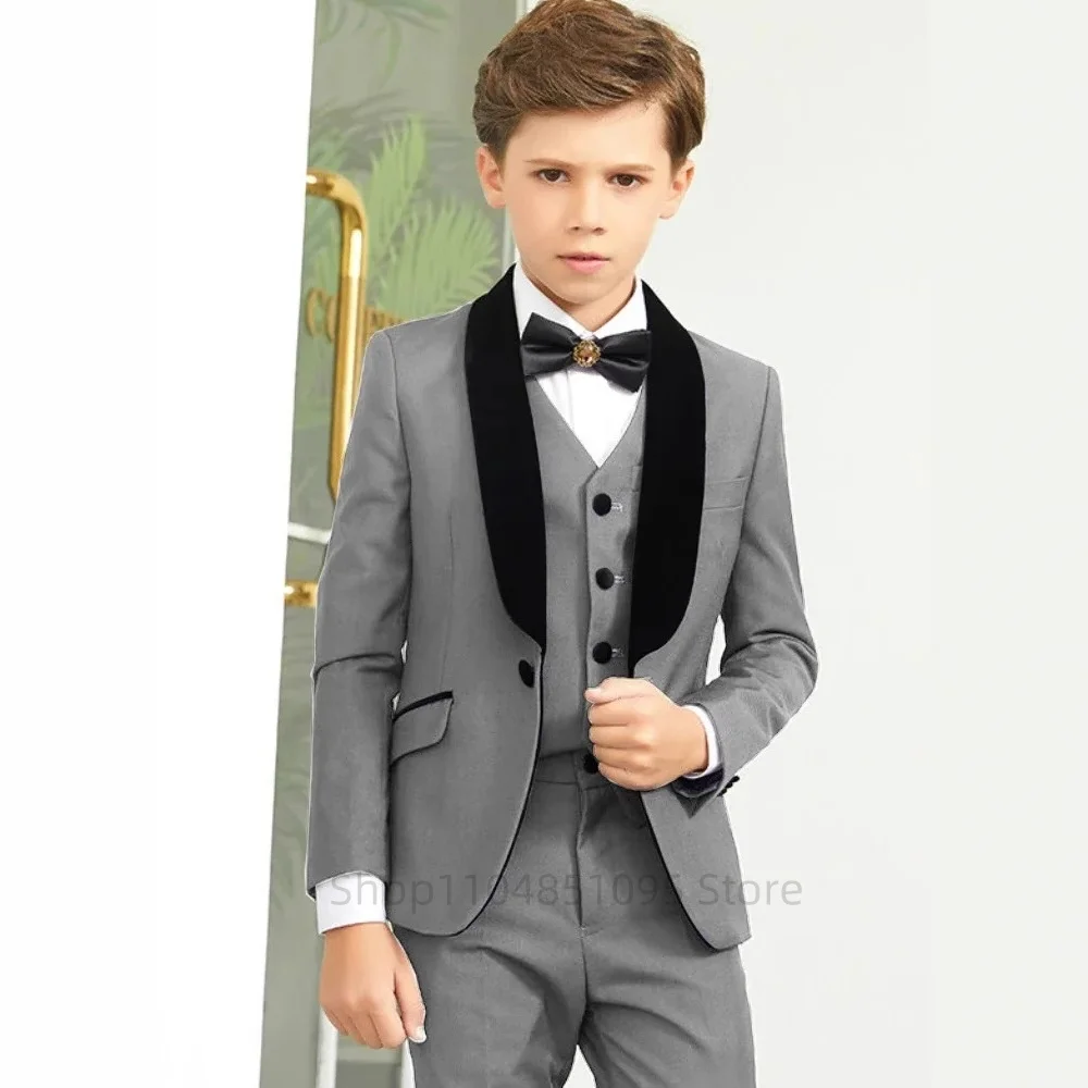 Gray Flower Boys Suits Dress Set Children Wedding Party Birthday Gift Elegant Gentleman Tuxedo Shawl Lapel Jacket+Vest+Pants
Gray Flower Boys Suits Dress Set Children Wedding Party Birthday Gift Elegant Gentleman Tuxedo Shawl Lapel Jacket+Vest+Pants