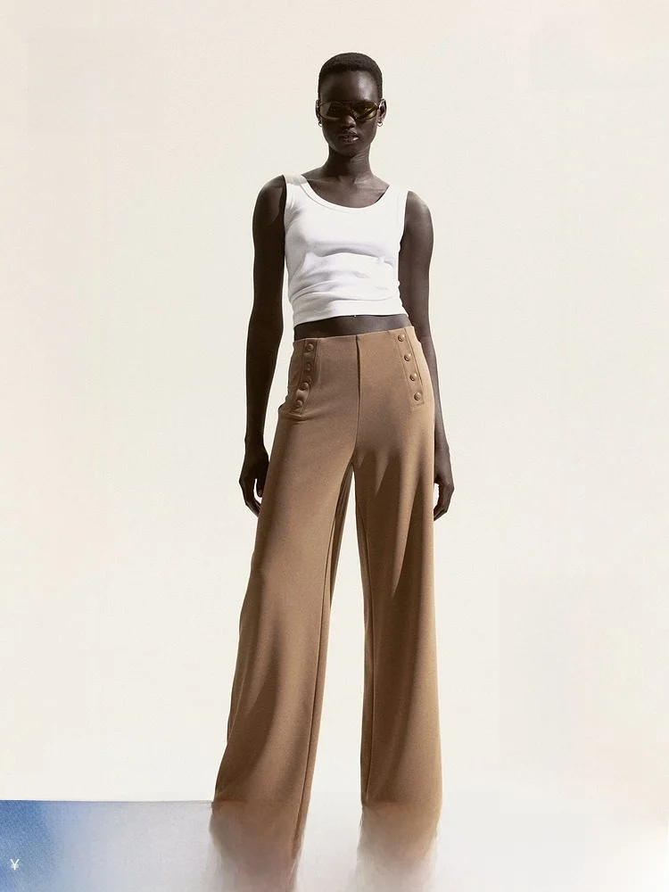 Весенние женские брюки H&M с высокой талией, широкими штанинами, на пуговицах спереди, повседневные, прямого кроя, из смесового полиэстера со спандексом
Весенние женские брюки H&M с высокой талией, широкими штанинами, на пуговицах спереди, повседневные, прямого кроя, из смесового полиэстера со спандексом