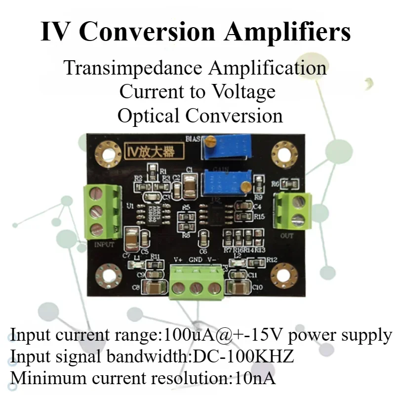 IV Model Current to Voltage Amplifier Module - Silicon PIN Photodiode Current Signal Amplification
IV Model Current to Voltage Amplifier Module - Silicon PIN Photodiode Current Signal Amplification