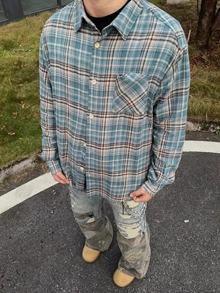 Blue Plaid Long Sve irt Men's American Retro Cleanfit Lazy Sle Japanese id Patterned irt Layering Outerwear
Blue Plaid Long Sve irt Men's American Retro Cleanfit Lazy Sle Japanese id Patterned irt Layering Outerwear