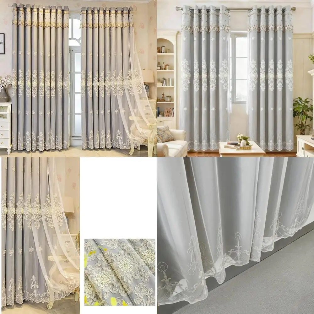 Luxury European Double Layer Embroidered Curtains for Living Room or Bedroom - Grey, 52x84 Inches
Luxury European Double Layer Embroidered Curtains for Living Room or Bedroom - Grey, 52x84 Inches