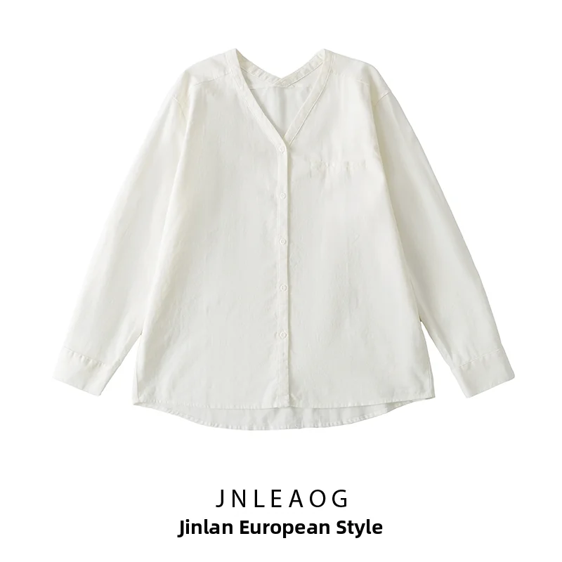 JNLEAOG Spring New Women's Fashionable V-Neck White Shirt Versatile Design Long Sleeve Polyester Fiber 100% Suitable for Ladies
JNLEAOG Spring New Women's Fashionable V-Neck White Shirt Versatile Design Long Sleeve Polyester Fiber 100% Suitable for Ladies