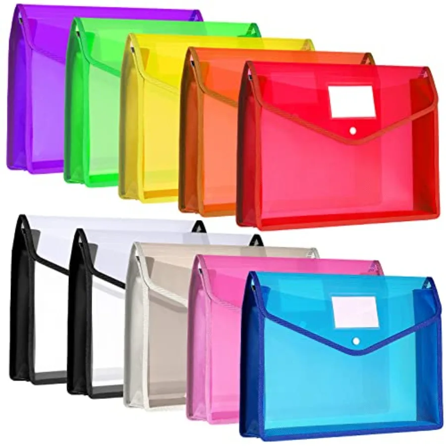 10 Pieces Plastic File Folders Envelope Expanding File Wallet Organizer Documents Folder with Snap Closure and Pocket, A4 Size
10 Pieces Plastic File Folders Envelope Expanding File Wallet Organizer Documents Folder with Snap Closure and Pocket, A4 Size