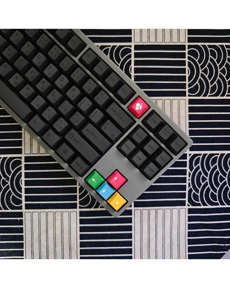 solid black with red green blue yellow accents pbt keycaps set for custom mechanical keyboards
solid black with red green blue yellow accents pbt keycaps set for custom mechanical keyboards