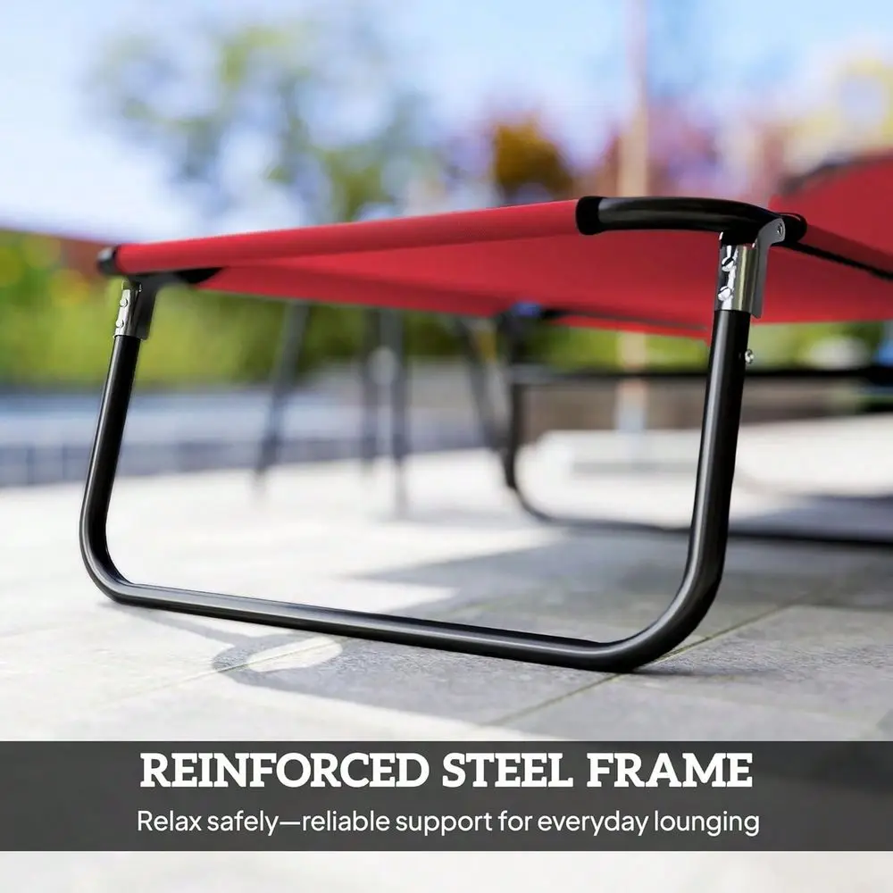 Chaise Lounge Pool Chairs, Outdoor Sun Tanning Chairs With 5Level Reclining Back, Steel Frame For Beach, Yard, Patio, Red
Chaise Lounge Pool Chairs, Outdoor Sun Tanning Chairs With 5Level Reclining Back, Steel Frame For Beach, Yard, Patio, Red