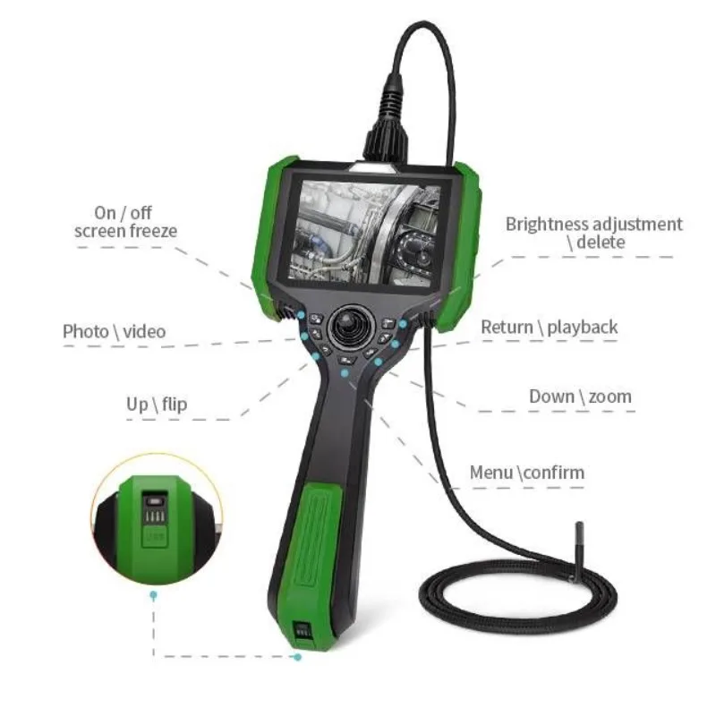 HD Industrial Borescope with 360° Joystick Rotation, 1.5m Probe Tube
