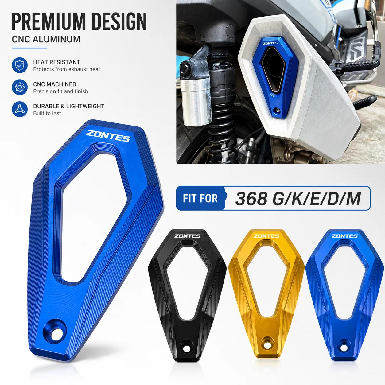 For ZONTES 368G 501G 368D 368M 368K 368E Motorcycle accessories exhaust pipe tail end protection decorative cover aluminum alloy
For ZONTES 368G 501G 368D 368M 368K 368E Motorcycle accessories exhaust pipe tail end protection decorative cover aluminum alloy