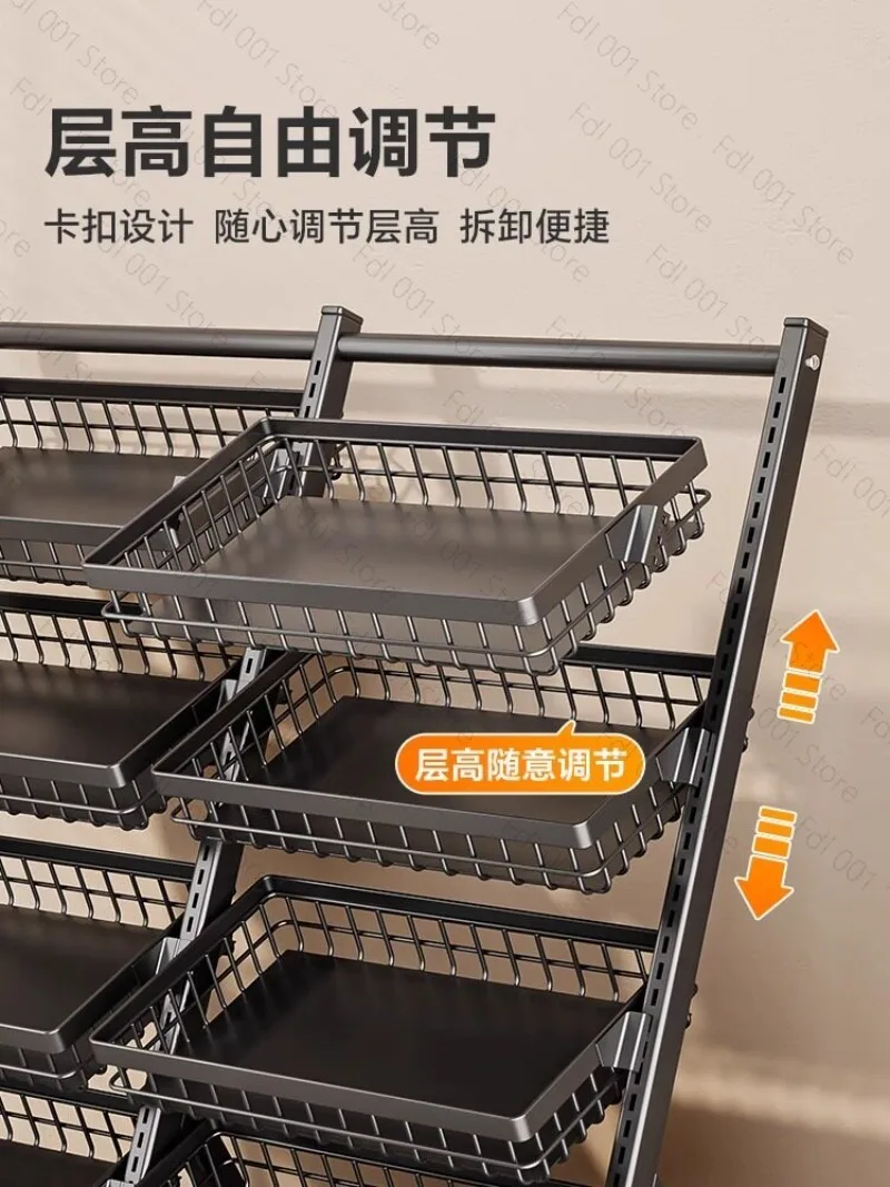 Multi-layer snack shelves Shelf Convenience Store Display Rack Basket Fresh Fruit Rack Fruit and Vegetable Mobile Food Rack
Multi-layer snack shelves Shelf Convenience Store Display Rack Basket Fresh Fruit Rack Fruit and Vegetable Mobile Food Rack
