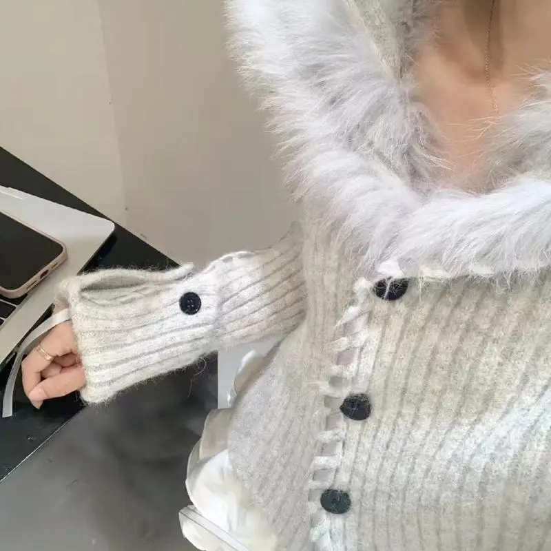 Knitted Cardigan Coat Color Blocking Navy Collar Sweater Short Sueters De Mujer Y2k Fur Knitwear Simple Subcultural Streetwear
Knitted Cardigan Coat Color Blocking Navy Collar Sweater Short Sueters De Mujer Y2k Fur Knitwear Simple Subcultural Streetwear