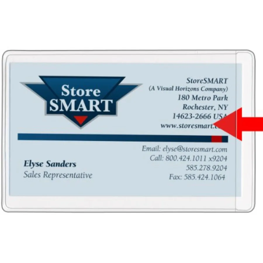 StoreSMART® - Business Card Holders - Non-Adhesive - Vinyl Plastic - Open Short Side - 100 Pack - PE222S-100
StoreSMART® - Business Card Holders - Non-Adhesive - Vinyl Plastic - Open Short Side - 100 Pack - PE222S-100