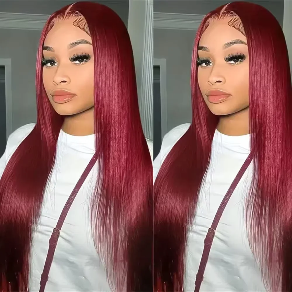 99j burgundy straight wig 200 Density 13x6 HD Transparent Lace Front Wigs 36 Inches Brazilian human hair 
99j burgundy straight wig 200 Density 13x6 HD Transparent Lace Front Wigs 36 Inches Brazilian human hair