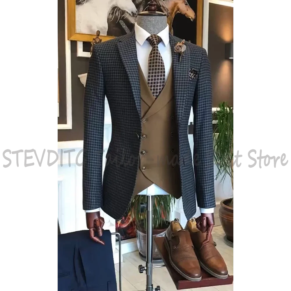 Luxury Houndstooth Jacket Slim Fit Men's Suit 3 Piece Notch Lapel High Quality Gentleman Prom Banquet Formal Male Clothing
Luxury Houndstooth Jacket Slim Fit Men's Suit 3 Piece Notch Lapel High Quality Gentleman Prom Banquet Formal Male Clothing