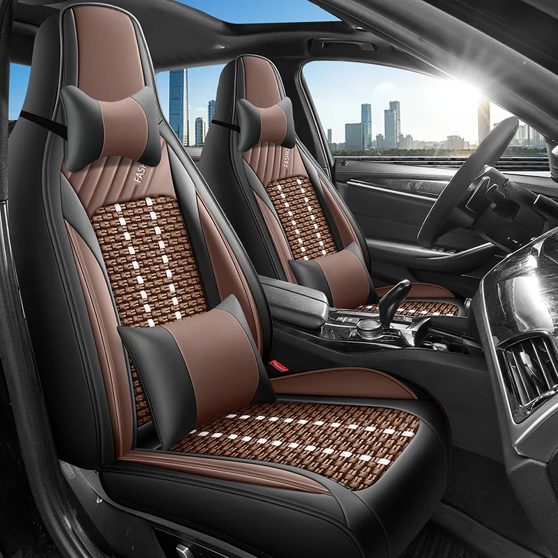 Front Row Double Seat, Luxurious Ice Silk Full-Cover Integrated Car Seat Cover, Universal, Breathable and Not Stuffy, Suitable for All Seasons, Fits the Seat Well, with Three-Dimensional Side Support, Paired with Comfortable Headrest and Lumbar Support, E
Front Row Double Seat, Luxurious Ice Silk Full-Cover Integrated Car Seat Cover, Universal, Breathable and Not Stuffy, Suitable for All Seasons, Fits the Seat Well, with Three-Dimensional Side Support, Paired with Comfortable Headrest and Lumbar Support, E