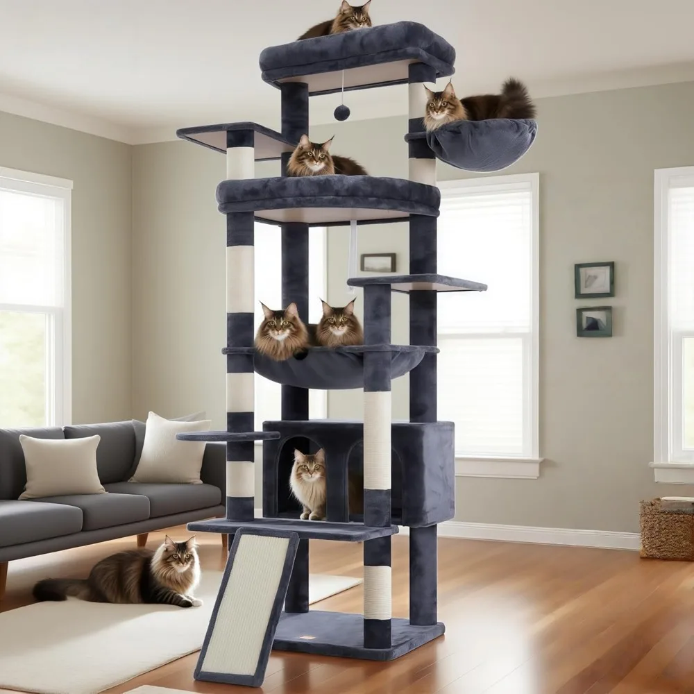 Tall Cat Tree for Large Cat, 80-inch Multi-Level Cat Tower for Indoor Cats with Large Baseboard, Condo Furniture with 2 W
Tall Cat Tree for Large Cat, 80-inch Multi-Level Cat Tower for Indoor Cats with Large Baseboard, Condo Furniture with 2 W