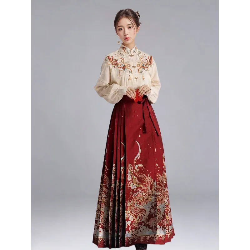 Temperament, national style, improved Hanfu, red heavy industry top, horse face skirt, two daily dresses for wedding banquets
Temperament, national style, improved Hanfu, red heavy industry top, horse face skirt, two daily dresses for wedding banquets