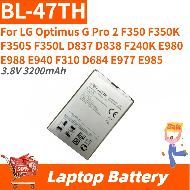 Высококачественная батарея BL-47TH 3.8V 3200mAh для LG Optimus G Pro 2 F350 F350K F350S F350 LD837 D838 F240K E980, абсолютно новая.
Высококачественная батарея BL-47TH 3.8V 3200mAh для LG Optimus G Pro 2 F350 F350K F350S F350 LD837 D838 F240K E980, абсолютно новая.