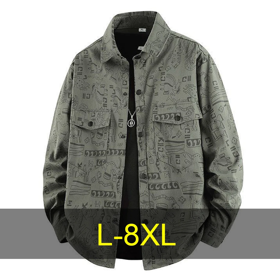 Рубашки с граффити, мужские рубашки с длинным рукавом на весну и осень, большие размеры 8XL, модные повседневные рубашки, куртки, мужские большие размеры 8XL
Рубашки с граффити, мужские рубашки с длинным рукавом на весну и осень, большие размеры 8XL, модные повседневные рубашки, куртки, мужские большие размеры 8XL