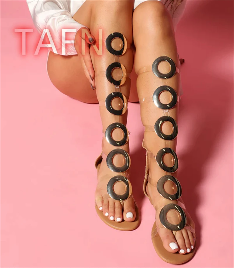 Summer Women Flat Knee High Boots Gold Circle Hollow Out Gladiator Sandals Mirrored Gold Leather Ring Shoes Comfort Beach Shoes
Summer Women Flat Knee High Boots Gold Circle Hollow Out Gladiator Sandals Mirrored Gold Leather Ring Shoes Comfort Beach Shoes
