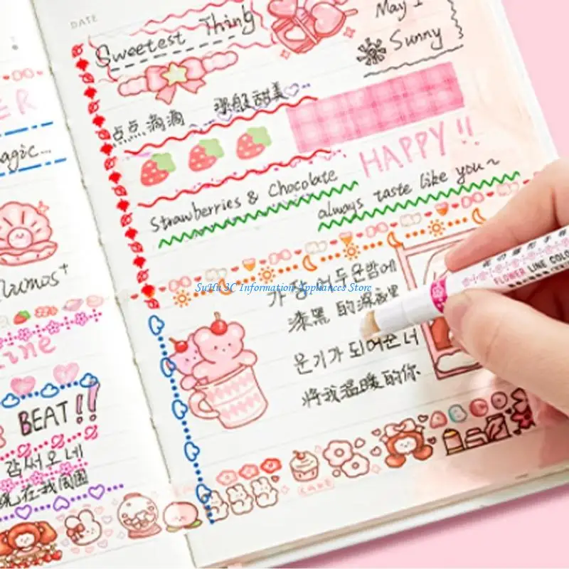 6PCS Curves Highlighters Pens Creative Line Markers For Handcrafted Notes School
6PCS Curves Highlighters Pens Creative Line Markers For Handcrafted Notes School