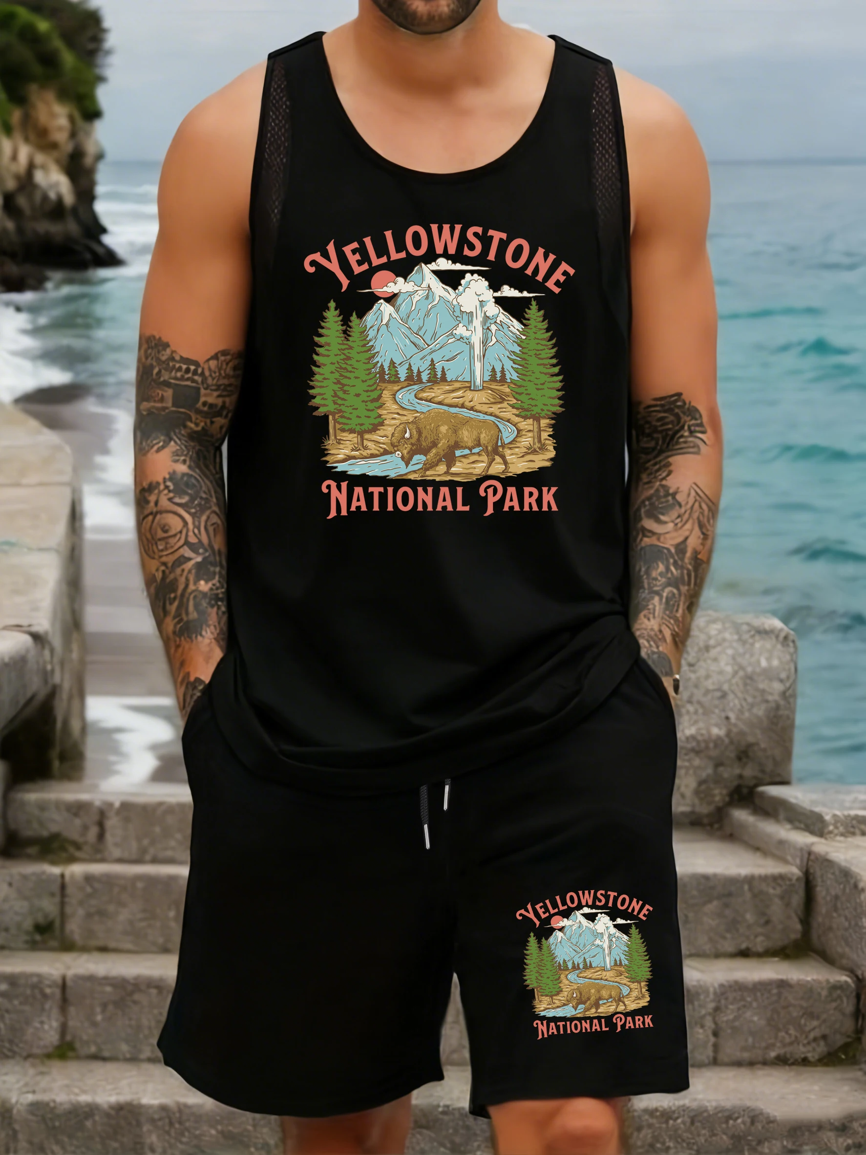 Yellow Stone National Park Prints Man Mesh Tank Tops Sets Summer Vest Crewneck Sleeveless Sportswear Wide-Leg Pocket Short Pants
Yellow Stone National Park Prints Man Mesh Tank Tops Sets Summer Vest Crewneck Sleeveless Sportswear Wide-Leg Pocket Short Pants