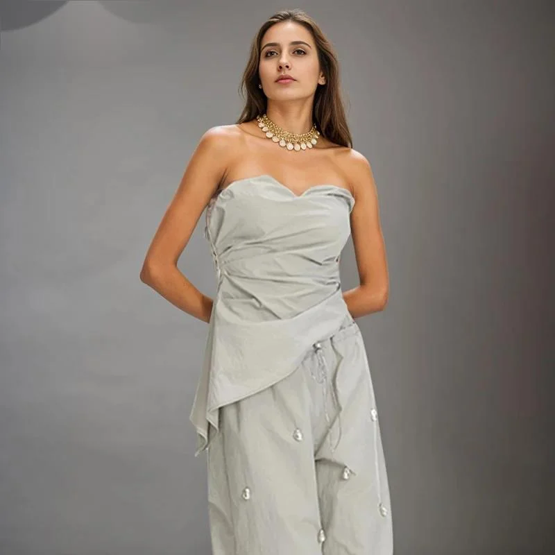 Fashion White Gray Irregular Cut Asymmetrical Design Tops Women's Slash Neck Slim Fit Strapless Tops New 1DDNRN
Fashion White Gray Irregular Cut Asymmetrical Design Tops Women's Slash Neck Slim Fit Strapless Tops New 1DDNRN