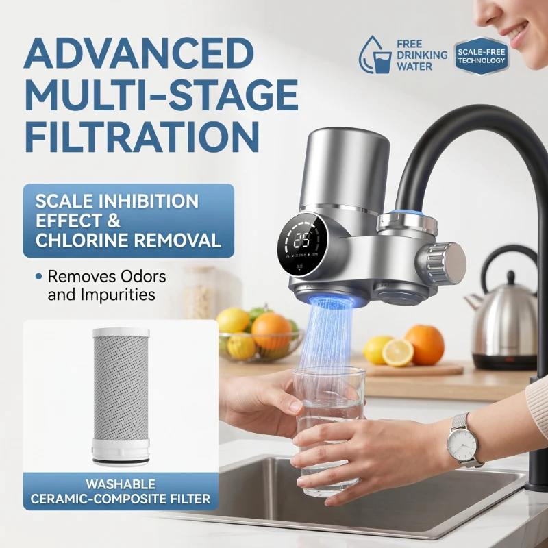 Kitchen Smart Tap Water Purifier with Digital Display Anti Scale Filter Cartridge for Removable Washable Filter Water Faucet Pur
Kitchen Smart Tap Water Purifier with Digital Display Anti Scale Filter Cartridge for Removable Washable Filter Water Faucet Pur