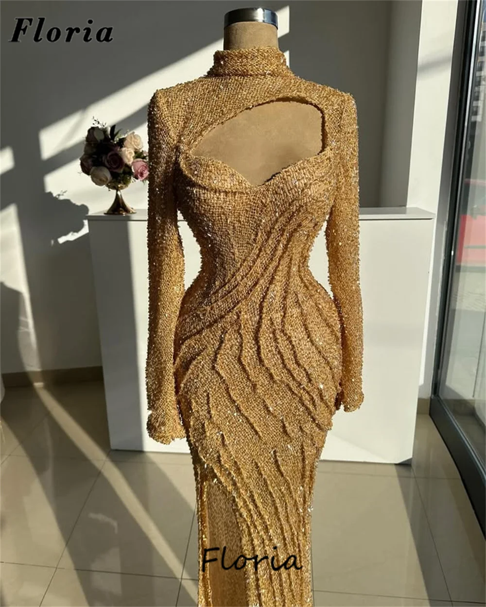 Aso Ebi Gold Pearls Evening Dresses Arabic Long Sleeves Prom Dress Vestidos 2025 Split Side Women Wedding Party Dress Customized
Aso Ebi Gold Pearls Evening Dresses Arabic Long Sleeves Prom Dress Vestidos 2025 Split Side Women Wedding Party Dress Customized